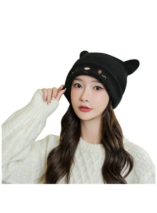 PIMOXV Unisex Warm Knitting Breathable Cat Ears Windproof Baggy Stretch  Crochet Winter Soft Beanie Caps Wrap Outdoor Hat Winter Clearance Hats for  Men