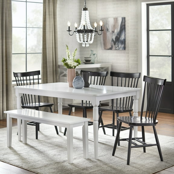 Venice 6-Piece Dining Set with bench, Multiple Colors