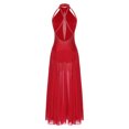 thumbnail image 2 of YiZYiF Costume de Danse Lyrique Longue pour Femmes Dos Croisé Robe de Danse Moderne Rouge TP, 2 of 7