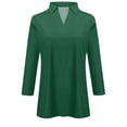 thumbnail image 4 of Huresd Golf Shirts for Women V Neck 3/4 Sleeve Tops Polo Shirts Color Block Golf Clothes for Women Army Green L, 4 of 4