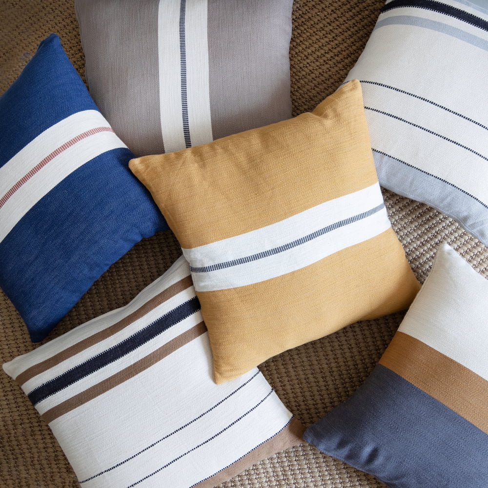 Ox Bay Xander 20" x 20" Taupe Striped Cotton Adult Decorative Throw Pillow
