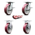 thumbnail image 2 of 8 Inch Poly on Aluminum Caster Set with Ball Bearing 2 Brakes and 2 Rigid SCC, 2 of 2