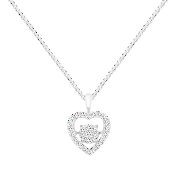 Brilliance Fine Jewelry Heart 1/3 Carat Lab Grown Diamond Dancing Pendant Necklace in Sterling Silver