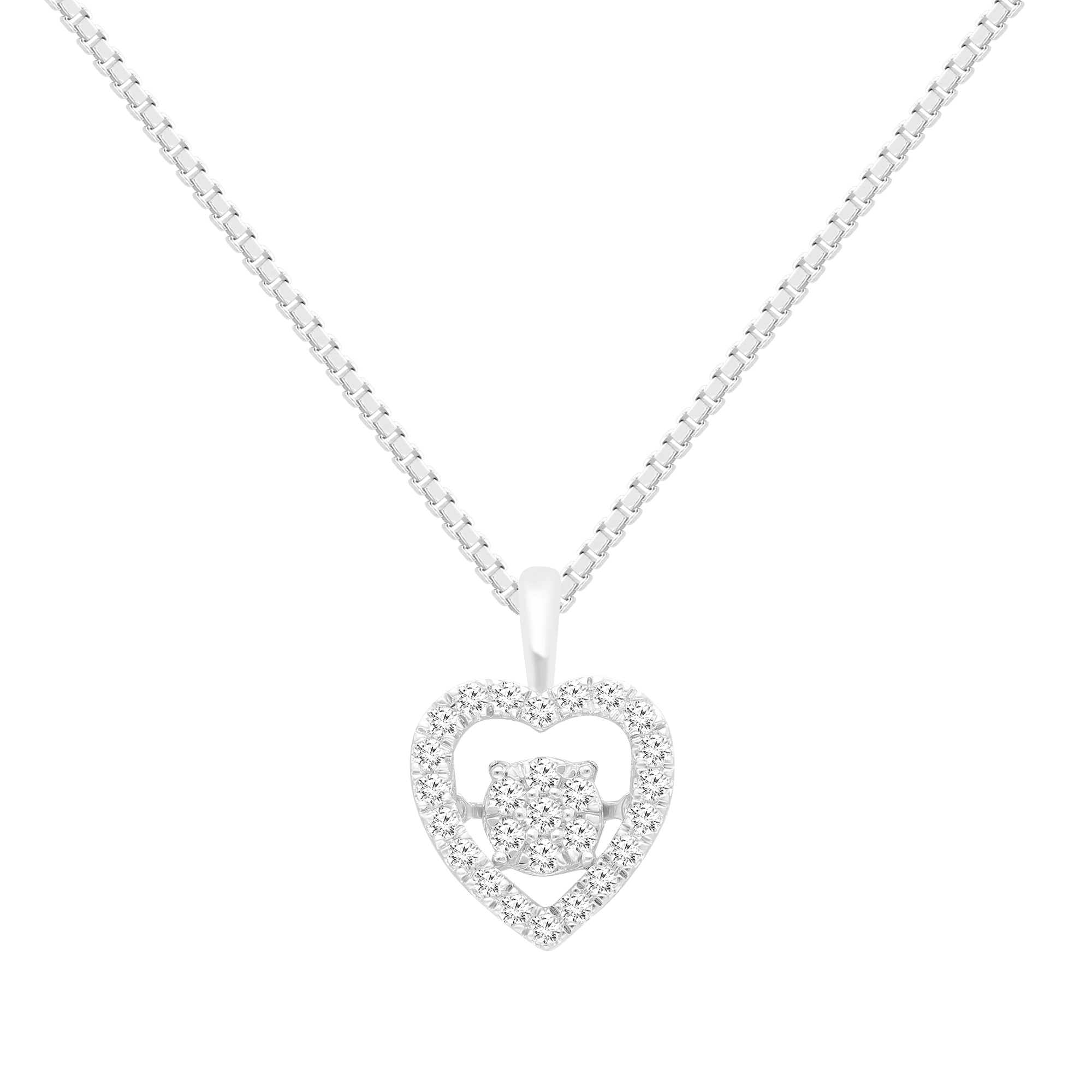 Brilliance Fine Jewelry Heart 1/3 Carat Lab Grown Diamond Dancing Pendant Necklace in Sterling Silver