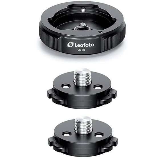 Leofoto QS-60M: x1 QS-60 Receiver Base and x2 Q60 Connecting Plates, Ballhead Quick-Link System 3/8"
