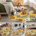 thumbnail image 5 of Farmhouse Sunflowers Round Area Rug 3.3Ft Washable Circle Rugs for Dining Room Table, Rustic Barn Doors Flowers Butterfly Wooden Non-Slip Carpet Floor Mats Indoor Outdoor Carpet Runner Home Decor, 5 of 8