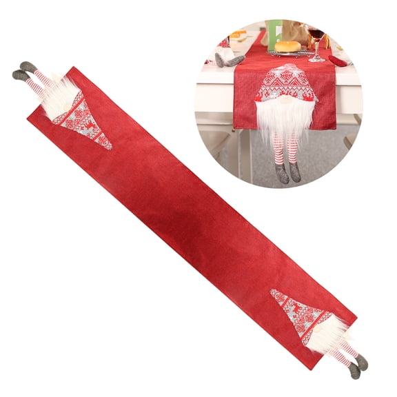HAMPPLIES Festive Table Runner For Christmas Party Red Linen Rectangle 18x13in 1Set