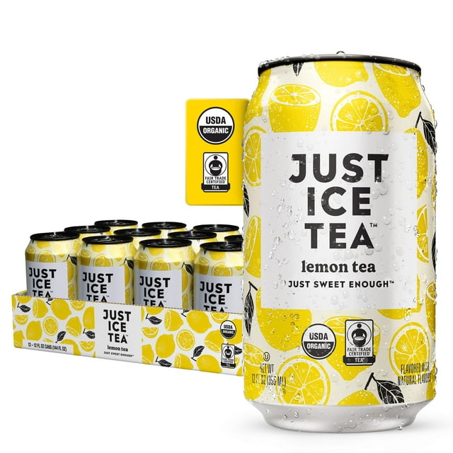 Iced Tea Just Ice Tea con sabor a limón orgánico, paquete de 12 unidades, 355 ml