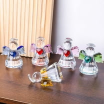 RKSTN Christmas Crystal Guardian Angel Figurine Art Glass Angel Statues Gifts for Women Mom Home Table Paperweight Decoration Ornament Collectible, Clear