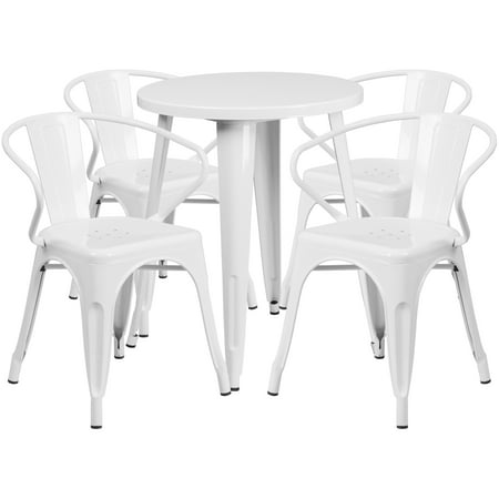 Flash Furniture 24 Round Metal Indoor Outdoor Table Set With 4 Round Metal Indoor Outdoor Table