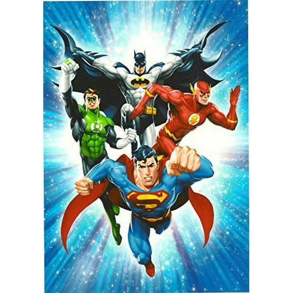 Justice League Superman Flash Green Lantern Batman Edible Image Photo 1/4 Quarter Sheet Cake Topper Personalized Custom Customized Birthday Party ABPID08125
