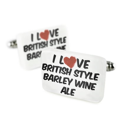 Cufflinks I Love British Style Barley Wine Ale BeerPorcelain Ceramic NEONBLOND