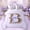 Purple B, variant on Erosebridal Purple Bowknot Letter Monogrammed M Bedding Comforter Set 7pcs For Girls,Teens Animal Leopard Print Queen Bedding Sets,Super Cozy Room Decor