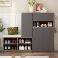 thumbnail image 3 of Harper & Bright Designs Shoe Rack Cabinet with Doors, Free Standing Shoes Storage Organizer Cabinet with Padded Seat, Shoe Storage Bench with Adjustable Shelves for Entryway Hallway, Drak Gray, 3 of 15