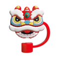 thumbnail image 4 of RYGRZJ Cartoon Straw Cover Reusable Silicone Straw Caps Decor for 10mm - Lion Blue T0, 4 of 4