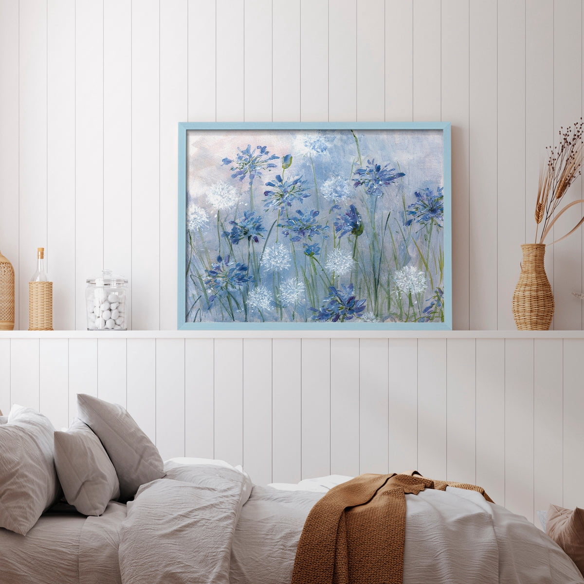 Dandelion and Agapanthus by Sally Swatland - Restickable Framed Giclée Print