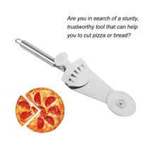 GOOHOCHY Multifunction Stainless Steel Pizza Slicer Kitchen Gadget 3 in 1 Easy to Clean Silver 10 Inch