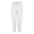thumbnail image 3 of Jalioing Women's Summer Pants Drawstring Waist Baggy Straight Leg Cotton Linen Pants with Pocket Lounge Trousers, 3 of 7