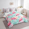 thumbnail image 3 of Manfei Pink Flamingo 7-Piece Bedding Comforter Set,Tropical Leaves King Bedding Sets,Cartoon Animal Ultra Soft Bed Sheets,Microfiber Teens Bedroom Decor,Reversible, 3 of 8