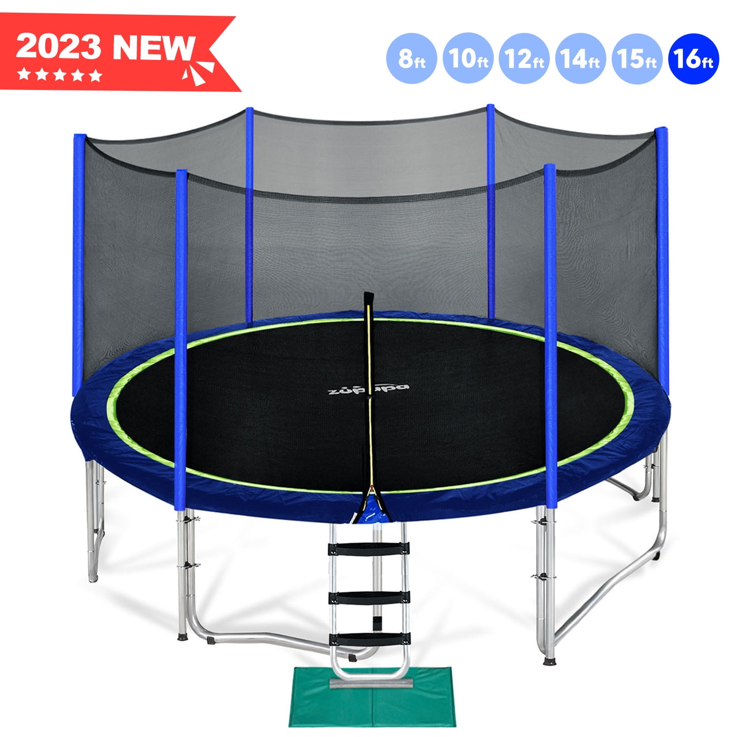Zupapa No-Gap Design 16 15 14 12 10 8FT Trampoline for with Safety Net 425LBS Weight Capacity Outdoor Backyards Trampolines with Ladder for Children Adults Family - Walmart.com