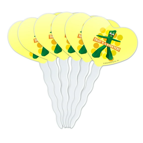 Yoga Gumby That's a Stretch Heart Love Cupcake Picks Toppers Decoration Set of 6