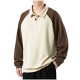 thumbnail image 2 of Blusa y camisa de manga larga con cuello vuelto para hombre, blusa informal de manga larga con cuello vuelto y bloques de color, blusa de poliéster para hombre, 2 of 7