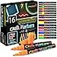 thumbnail image 2 of 16 Fluorescent Neon Chalk Markers UV Glow in the Dark - Double Pack of Extra Fine and Medium Tip Liquid Chalk Pens, 2 of 4