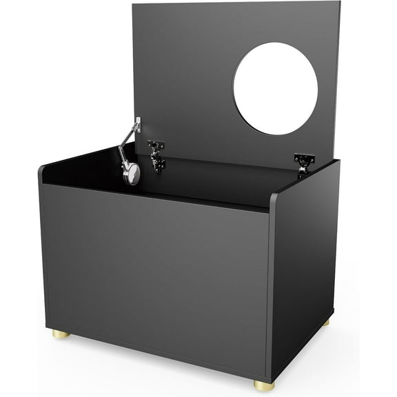 SSyao Modern Cat Litter Box Enclosure Furniture as End Side Table, Stackable Litter Box Furniture-Top Entry-Black