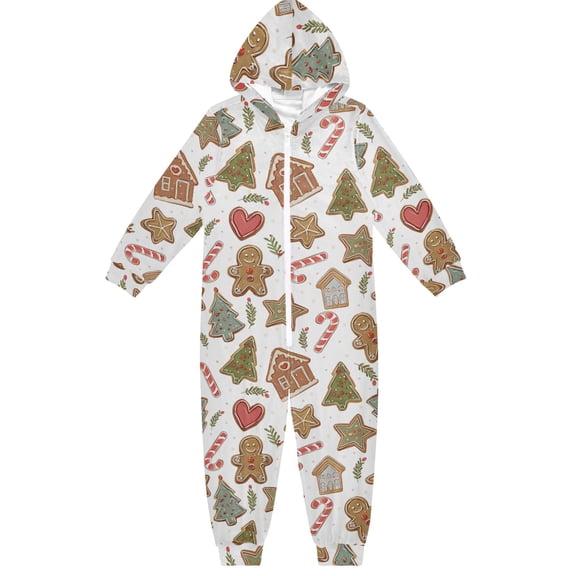 Christmas Gingerbread Man One Piece Pajamas Soft Jumpsuit Cozy Sleep and Play Romper Zipper and Pockets 4T