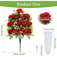 thumbnail image 4 of 2Pcs Artificial Cemetery Flowers with Vase for Grave, Silk Memorial Day Rose Flowers Bouquet Outdoor Grave Flowers for Grave Vase Cemetery Graveyard Headstones (Pink), 4 of 5