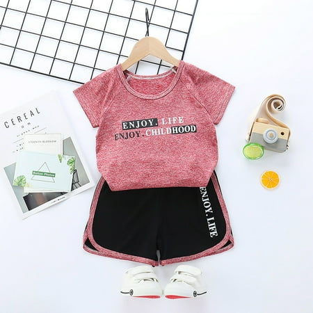 

RPVATI Infant Baby Toddler Child Children Kids Clothes Short Sleeve T Shirts 2 Pieces Summer Clothes Set
