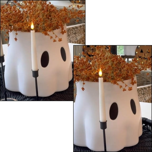 Halloween 2025 Latest Ghost Bucket Flower Pot - Ghost Bucket Decor,Terrifying Cute Decoration with 8-inch Candy/Plants Animals