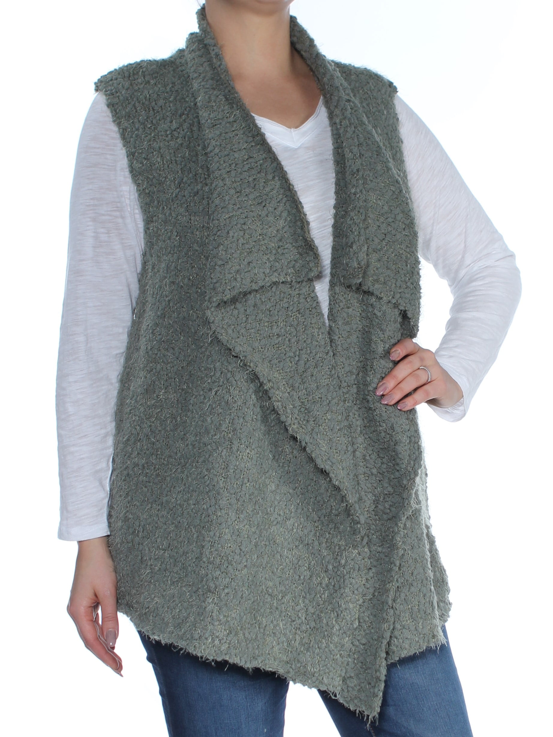 green sleeveless cardigan