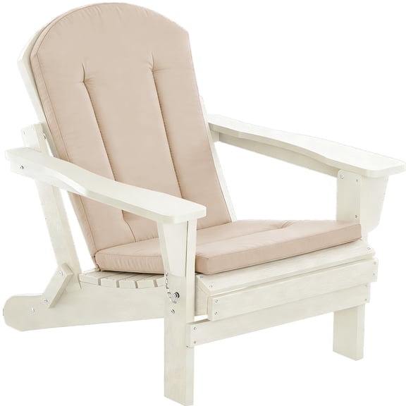 Adirondack Chair Cushion Thin Waterproof Anti-Slip with Straps, Weather-Resistant Indoor Outdoor Patio Seat Pad, Khaki,1PCS
