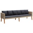 thumbnail image 1 of vidaXL 3-Seater Garden Sofa with Cushions Poly Rattan Beige, 1 of 5