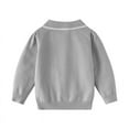 thumbnail image 4 of CYRBOKO Toddler Girls Zipper Sweaters, Lapel Long Sleeve Cotton Comfy Pullover Sweaters Gray Size 2-3 T, 4 of 7