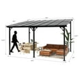 thumbnail image 3 of BaPiPro 10'x14' Hardtop Gazebo, Outdoor Wall-Mounted Aluminum Pergola with Sun Panels for Garden, Patio, Backyard, Gray, 3 of 7