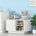 thumbnail image 3 of Fluted Entryway Bench with Shoe Storage, 31" W Small Shoe Bench with Sliding Door, Mudroom Bench with Seat, Upholstered Wooden Rack Organization for Living Room, Apartment, Dorm, White, 3 of 6