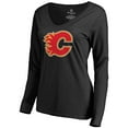 thumbnail image 2 of Women's Black Calgary Flames Primary Logo Long Sleeve T-Shirt, 2 of 3