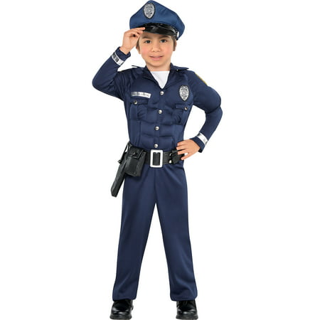 amscan Boys Cop Muscle Costume - Small (4-6), Multicolor