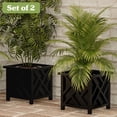 thumbnail image 2 of Pure Garden Lattice Design Macetero, paquete de 2 – Macetas decorativas para flores o plantas al aire libre de 14.75 pulgadas – Porche frontal, decoración de patio y jardín (negro), 2 of 7