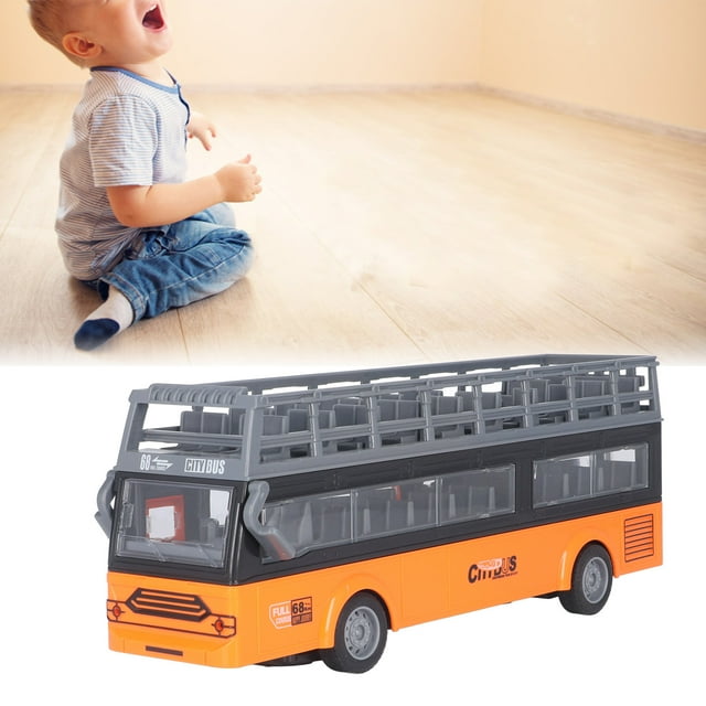 Bus RC Double Decker, Bus de control remoto 4 Canales de Alta Simulación de Altura Puerta de Apertura Eléctrica Evita la Colisión para Las Edades de 3 Años y Más