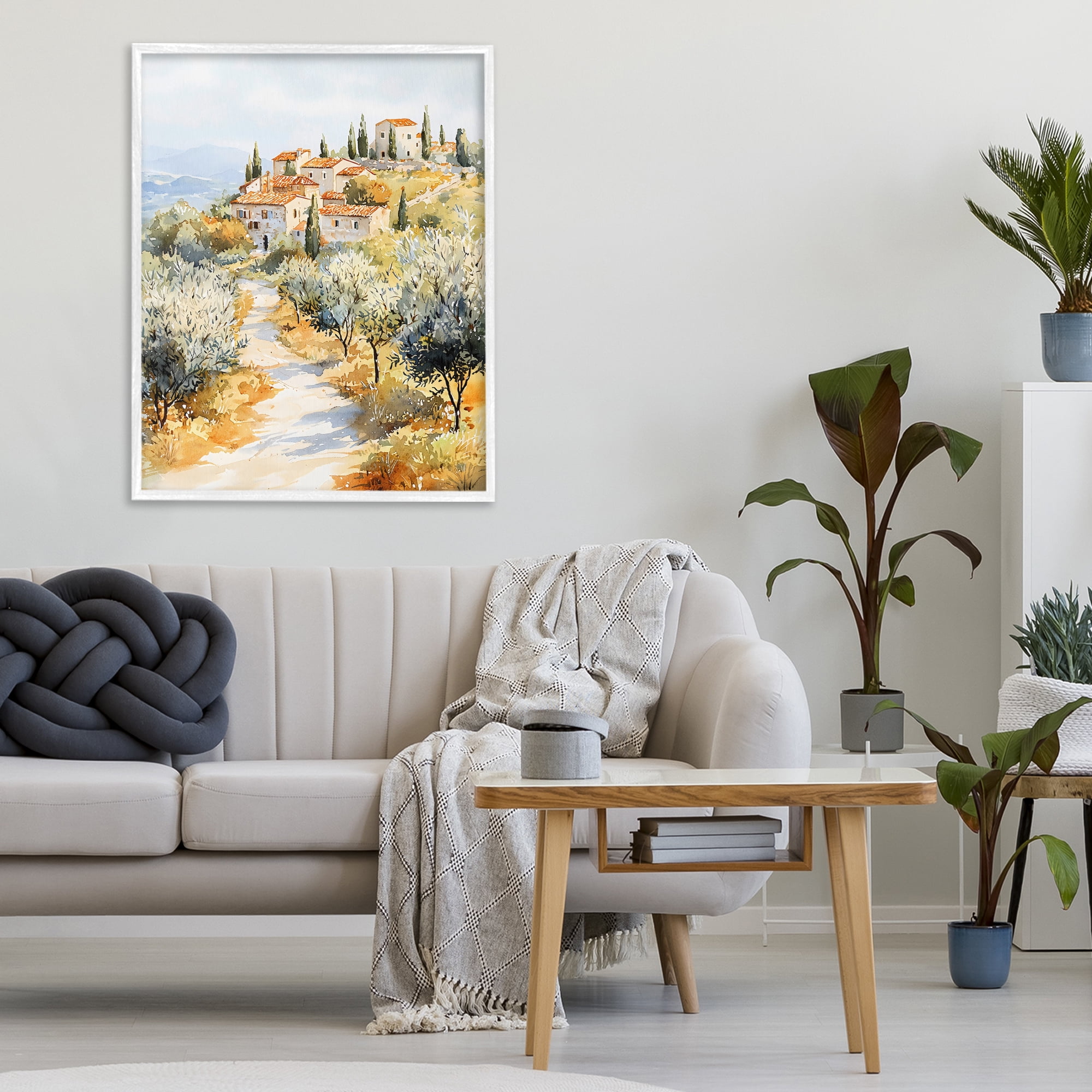 Stupell Industries Tuscan Hilltop Village View White Framed Giclee Art, design by LSR Design Studio