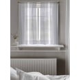 thumbnail image 5 of Light Grey Striped Curtains 54 Inch Length, Sheer Curtains for Bedroom Living Room Window White Simple Neutral Modern Rod Pocket Voile Drapes Kitchen Curtains Small Half Window 42"x54" 2 Panels, 5 of 6