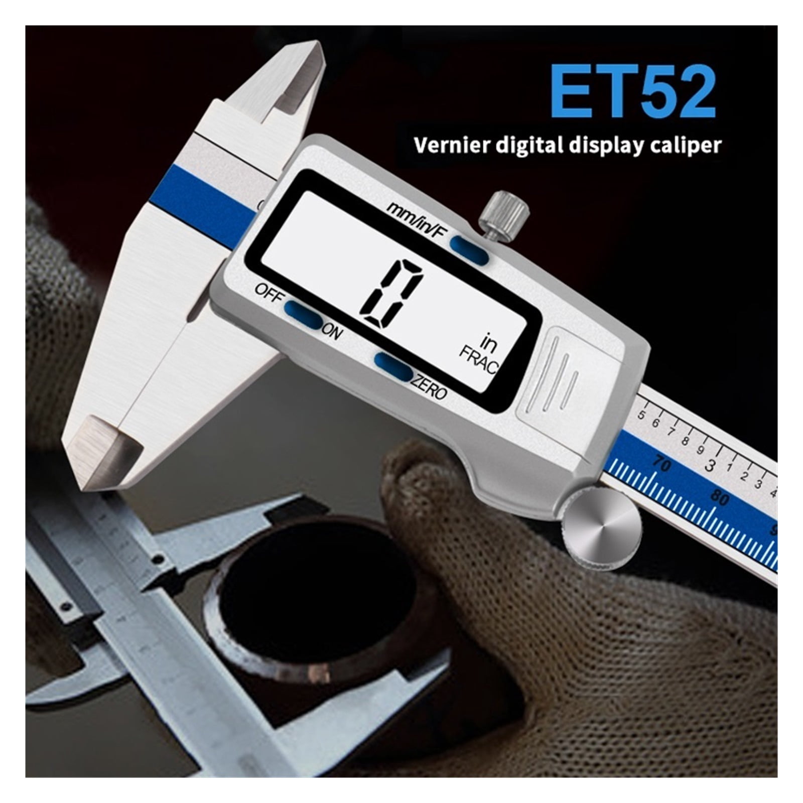 ET52 150mm 6-Inch Digital Caliper 0.01mm High-Precision Stainless Steel Caliper Electronic Vernier Fraction/mm/Inch Display