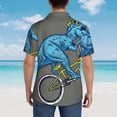 thumbnail image 3 of Lsque Fun Riding Dinosaur pattern Hawaiian Shirt for Men, Unisex Summer Beach Casual Short Sleeve Button Down Shirts-Large, 3 of 9