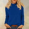 thumbnail image 2 of Comdrip Hauts pour Femmes Manches Longues Chemises pour Femmes Coupe Ample Col Roulé Haut Décontracté Automne Hauts Légers Chauds Chandails Hauts Col Roulé pour Femmes Bleu P, 2 of 5
