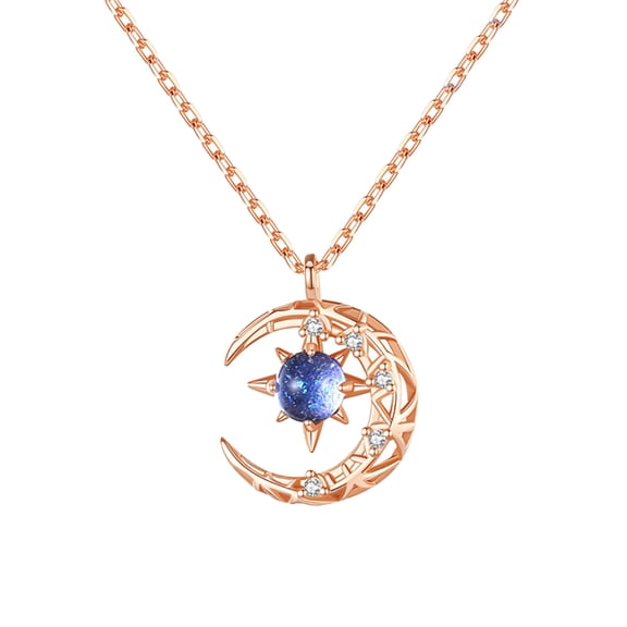 YYKihy Personalized Star Moon Necklace Luxurious Star Moon Female Necklace Collarbone Chain