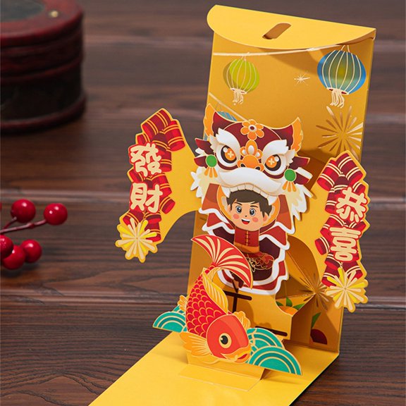 5Pcs 3D Red Envelope For Chinese New Year! Werulen 2026 Chinese New Year Red Envelopes, 3D Dragon Design Money Envelopes, Traditional Lunar New Year Gift for Family and Friends, Festive Cash Gifts