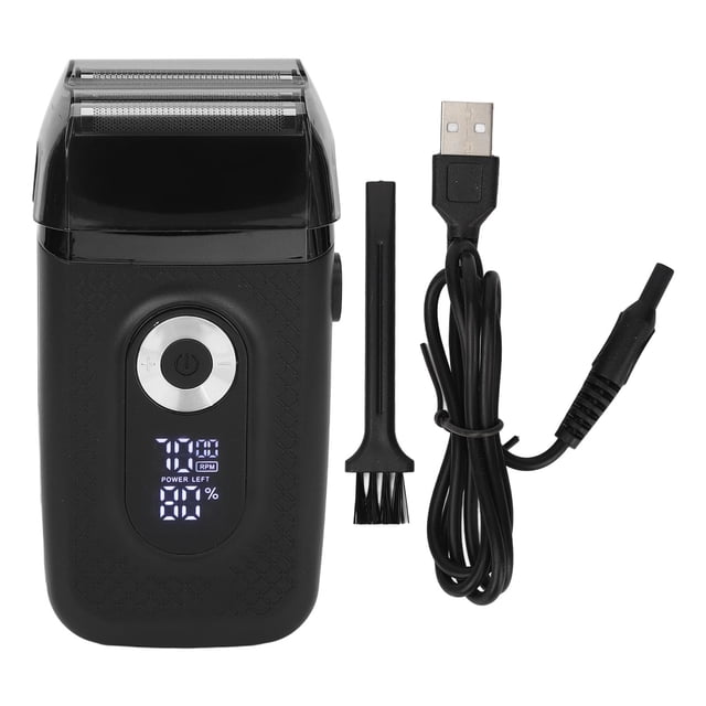 Recortadora de barba eléctrica con LED, 3 velocidades ajustables, cuchilla desmontable, recargable, USB, digital